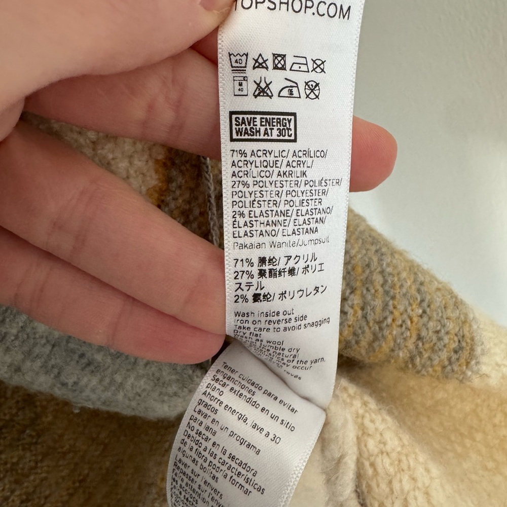 Topshop Patchwork Oversize Open Cardigan Grey Mul… - image 5